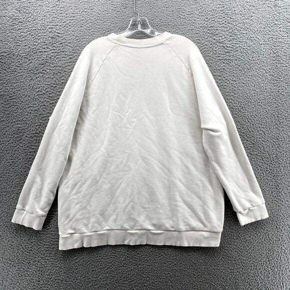 Adidas Essentials Sweater Men's XL White Green Big Spell Out Logo Crewneck Sport - Picture 6 of 10